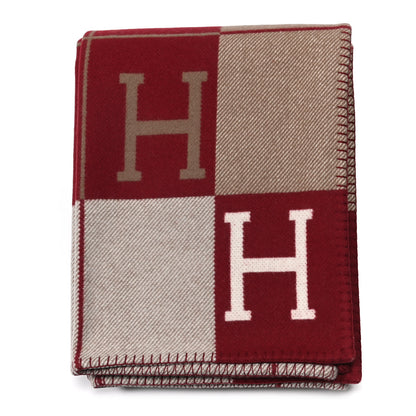 Hermes Wool Cashmere Avalon Blanket Ecru Rouge H 1 of 3