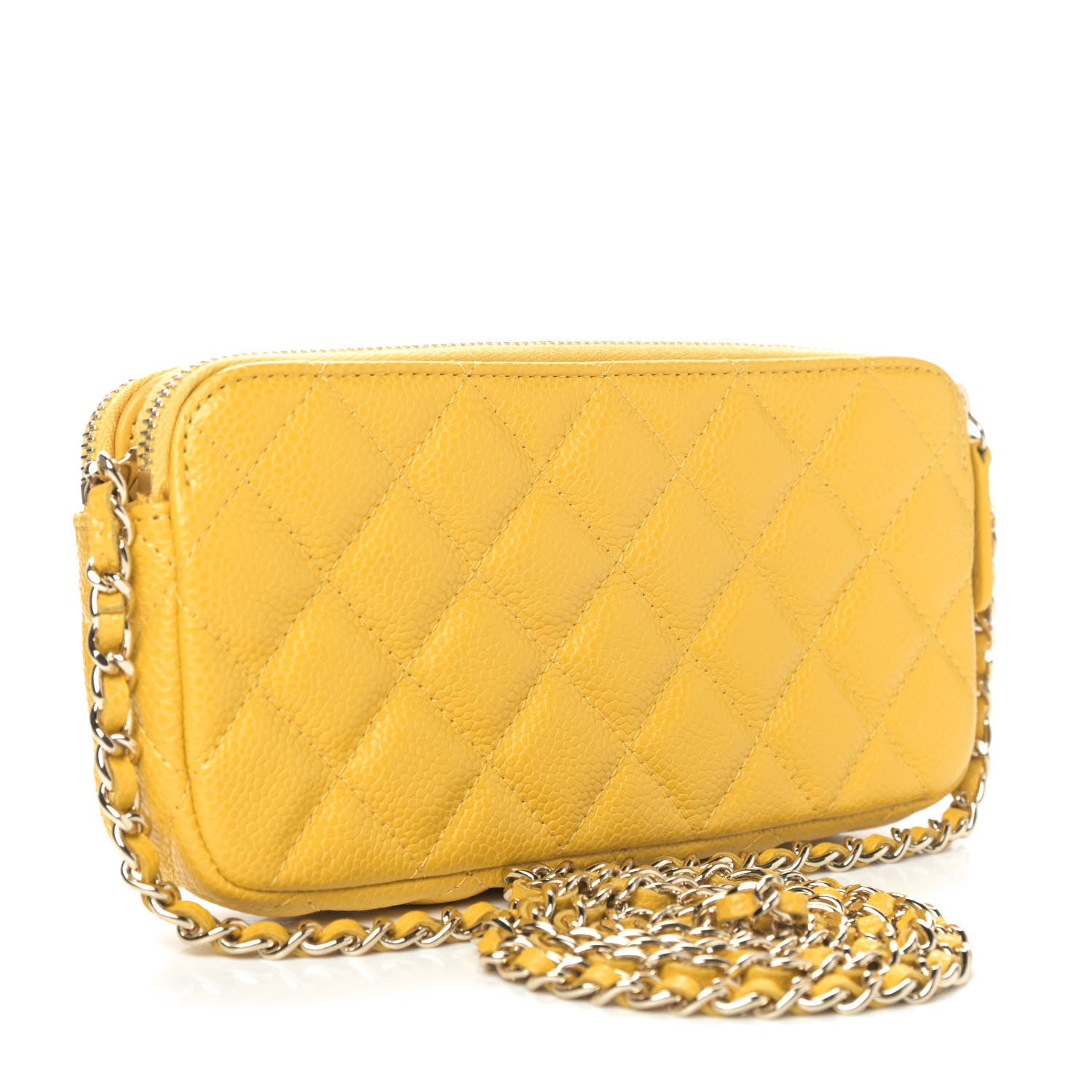 Chanel Caviar Quilted Small Clutch With Chain Yellow 2 of 7