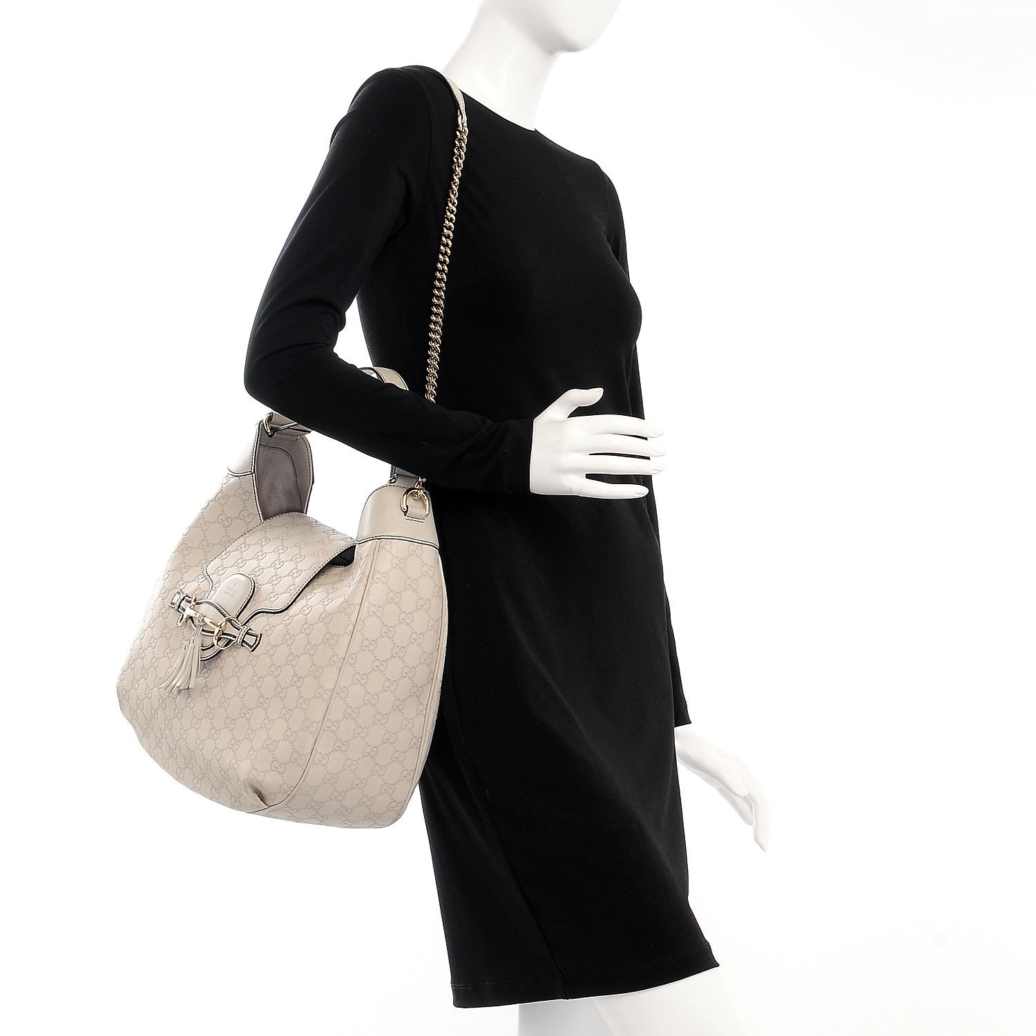 Gucci Guccissima Signature Medium Emily Hobo Mystic White 2 of 8
