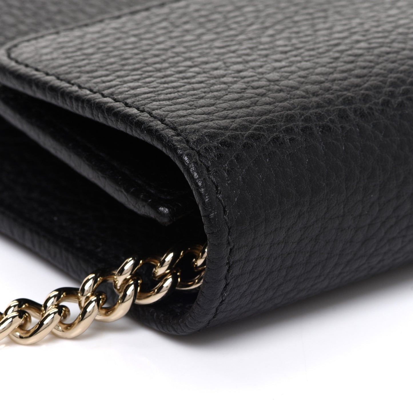 Dollar Calfskin Interlocking G Chain Wallet Black