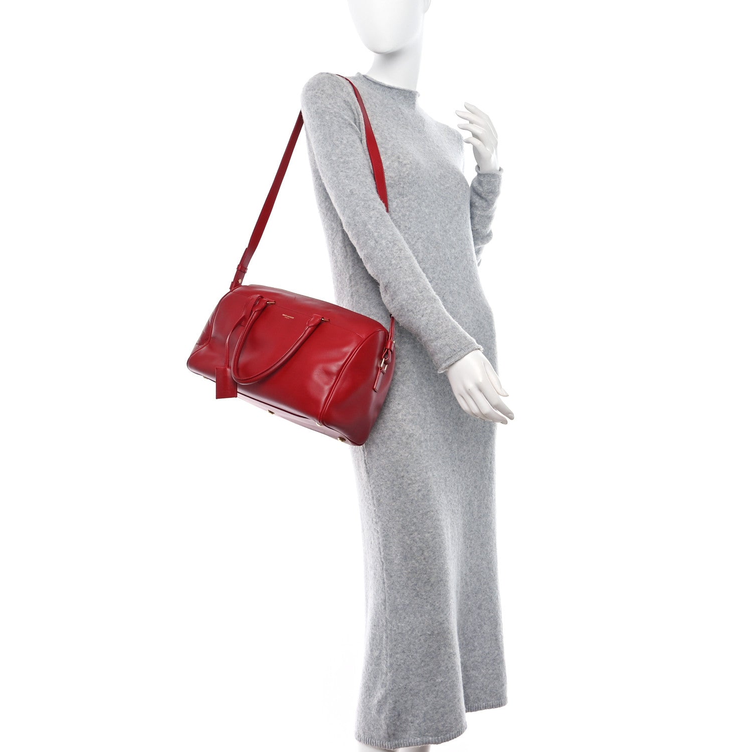 Saint Laurent Calfskin Classic Duffle 6 Red 2 of 13