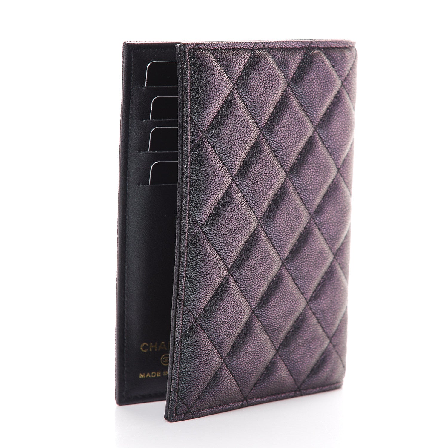 Chanel Iridescent Caviar Quilted Passport Holder Black 2 of 7