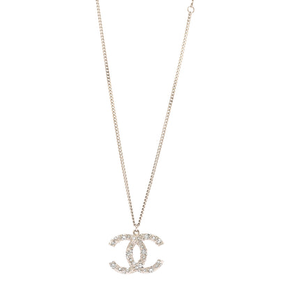 Chanel Crystal CC Pendant Necklace Silver 1 of 5