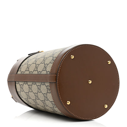 Gucci GG Supreme Monogram Azalea Sakai Calfskin Small Horsebit 1955 Drawstring Bucket Bag Beige Ebony Brown Sugar 4 of 8