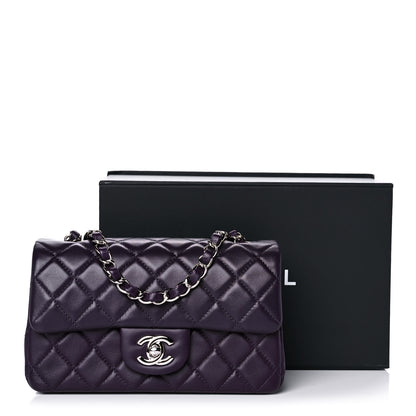 Chanel Lambskin Quilted Mini Rectangular Flap Dark Purple 13 of 13