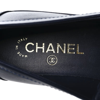 Chanel Lambskin Quilted CC Turnlock Loafers 38 Navy 9 of 9