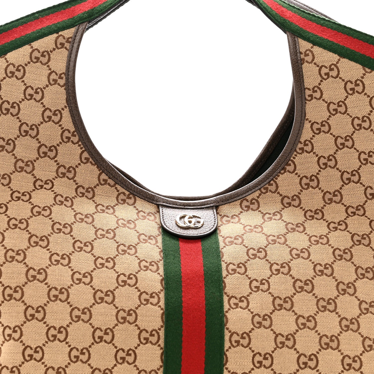 Gucci GG Monogram Web Large Giglio Tote Beige Brown 1855724