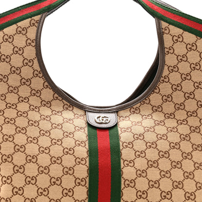 Gucci GG Monogram Web Large Giglio Tote Beige Brown 8 of 12