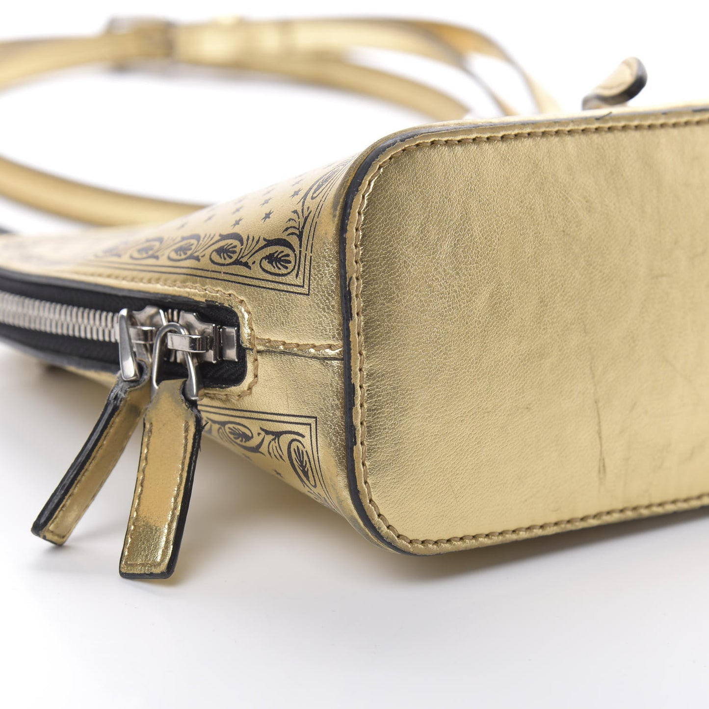 X SEGA Calfskin GUCCY Stars Mini Dome Shoulder Bag Gold