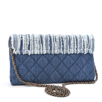 Chanel Denim Fringe Medium Single Flap Bag Blue 2 of 13