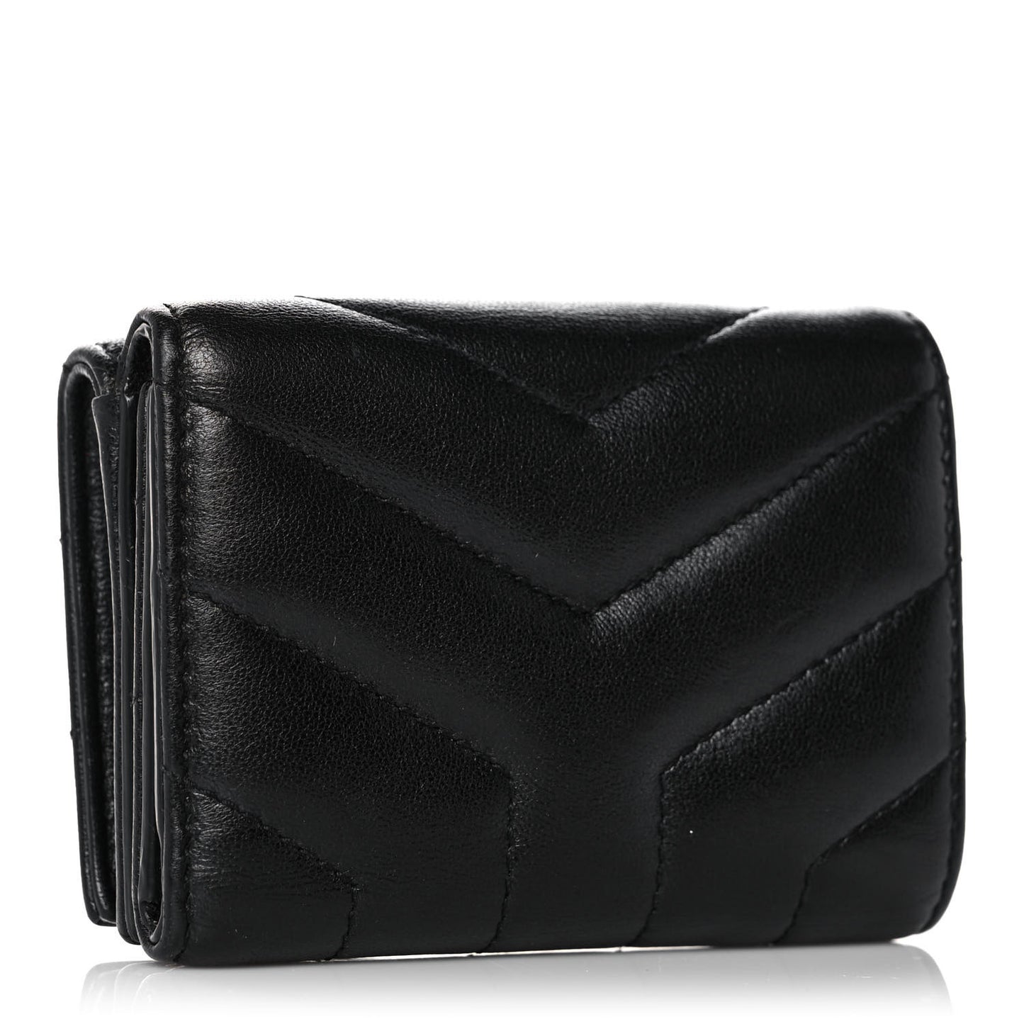 Lambskin Y Quilted Monogram Loulou Tiny Wallet Black