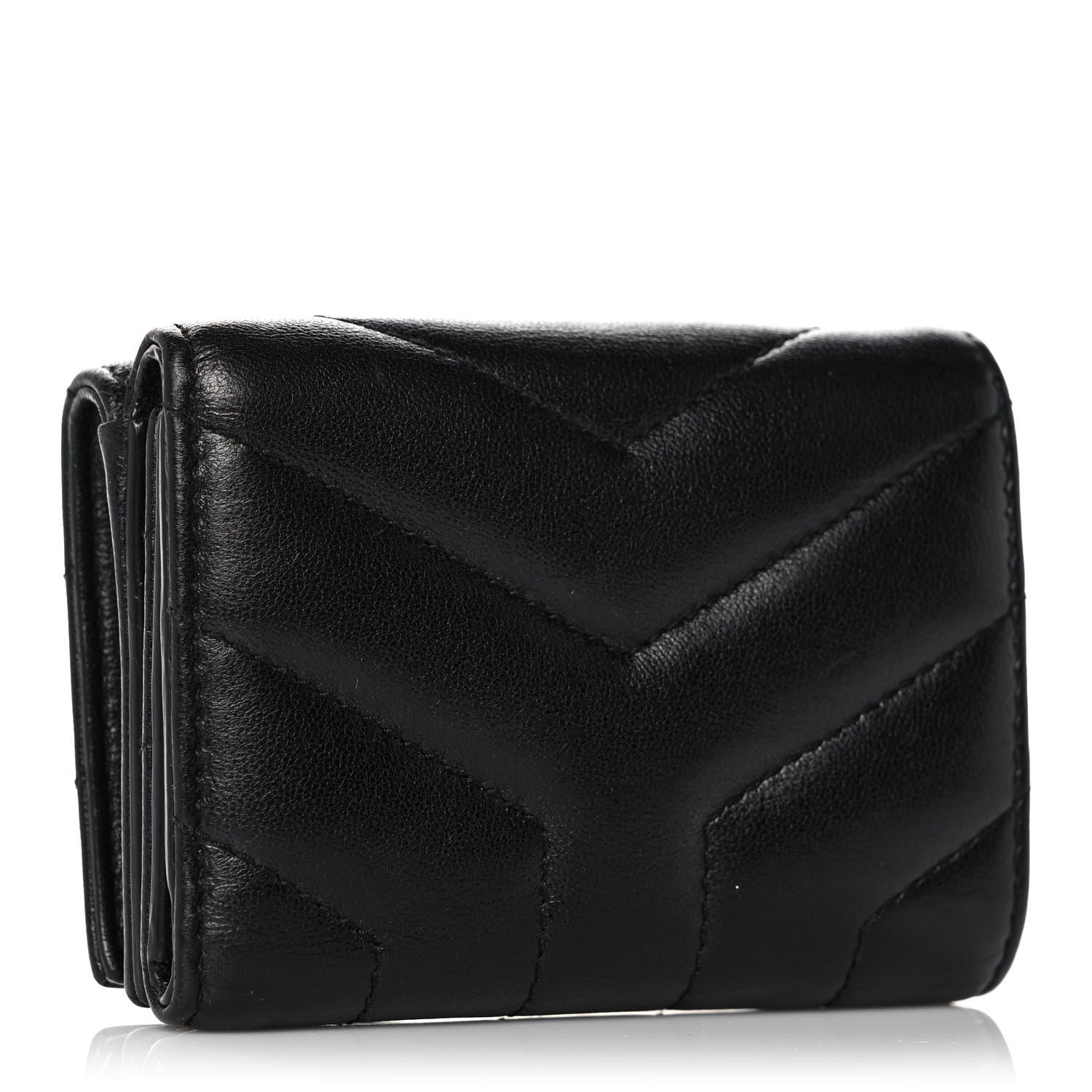 Saint Laurent Lambskin Y Quilted Monogram Loulou Tiny Wallet Black 3 of 12