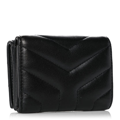 Saint Laurent Lambskin Y Quilted Monogram Loulou Tiny Wallet Black 3 of 12