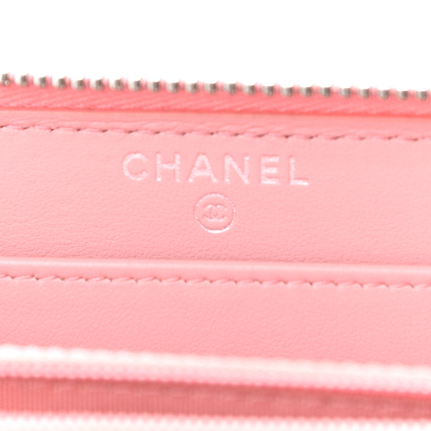 Chanel Caviar Quilted Stripe Filigree Zip Around Wallet Pink White 6 of 12