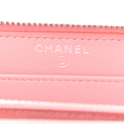 Chanel Caviar Quilted Stripe Filigree Zip Around Wallet Pink White 6 of 12