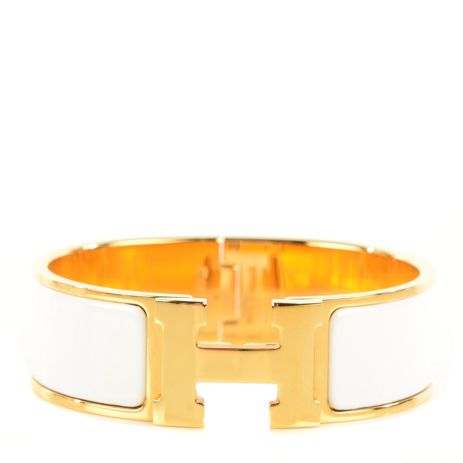Hermes Enamel Wide Clic Clac H Bracelet GM White 1 of 7