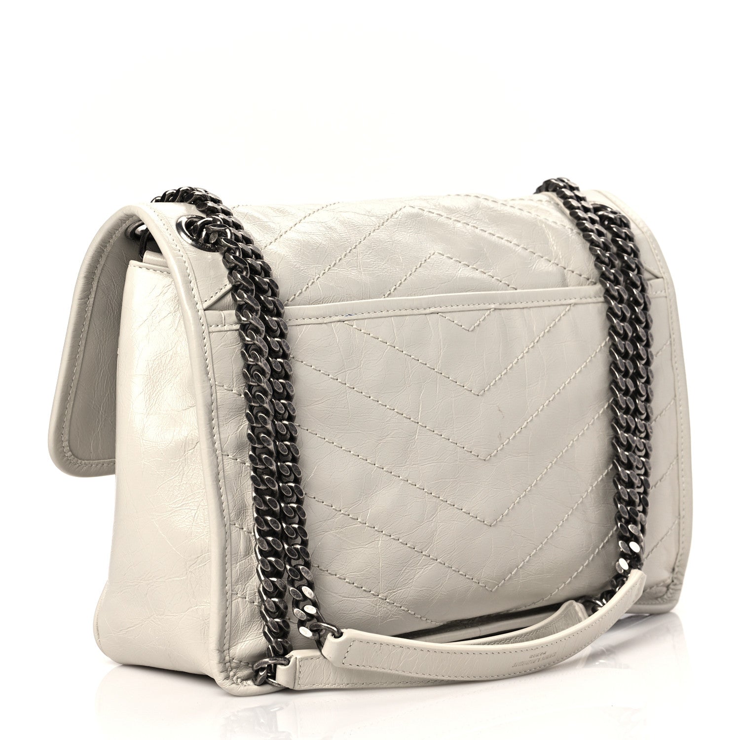 Saint Laurent Crinkled Calfskin Matelasse Monogram Medium Niki Chain Satchel Ivory 2 of 8