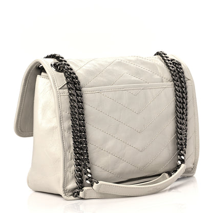 Saint Laurent Crinkled Calfskin Matelasse Monogram Medium Niki Chain Satchel Ivory 2 of 8
