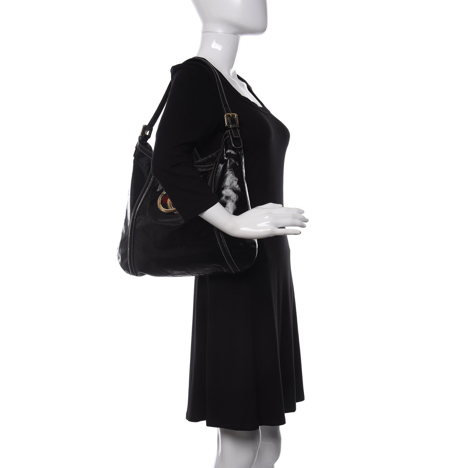 Gucci Dialux Medium Britt Shoulder Bag Black 2 of 10