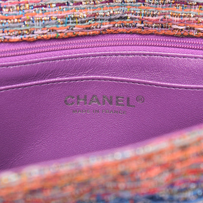Chanel Tweed Quilted Mini Rectangular Flap Blue Pink Orange 5 of 10