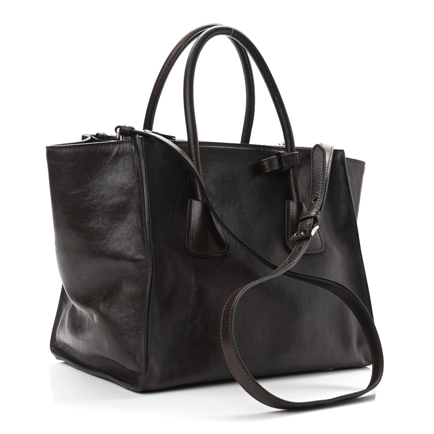 Prada Glace Calfskin Twin Pocket Tote Moro 3 of 12