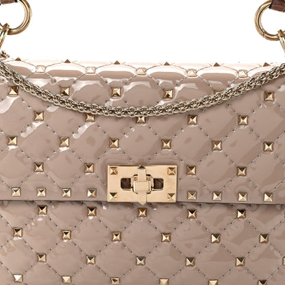 Valentino Garavani Patent Medium Rockstud Spike Shoulder Bag Poudre 7 of 10