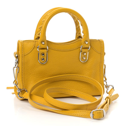 Balenciaga Chevre Silver Metallic Edge Hardware Nano City Jaune Epi 3 of 9
