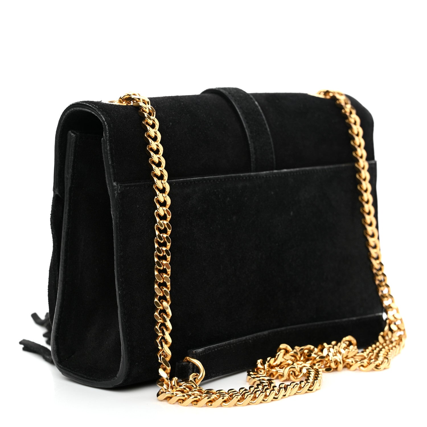 Saint Laurent Suede Fringe Small Monogram Satchel Black 3 of 18