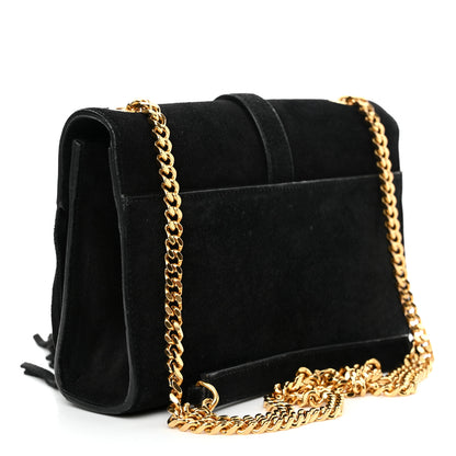 Saint Laurent Suede Fringe Small Monogram Satchel Black 3 of 18