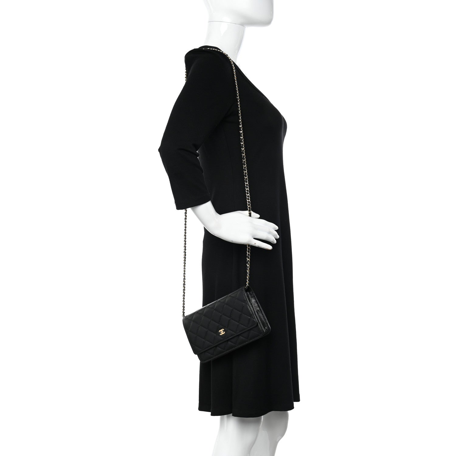 Chanel Caviar Quilted Wallet on Chain WOC Black 2 of 12