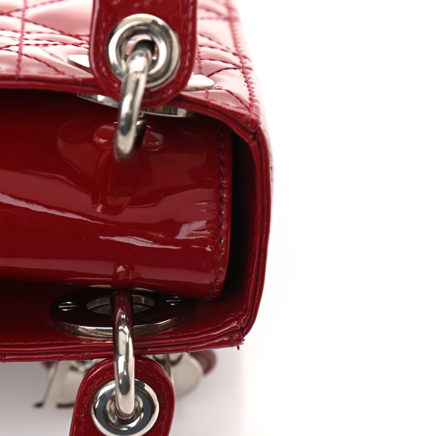 Patent Cannage Mini Lady Dior Red