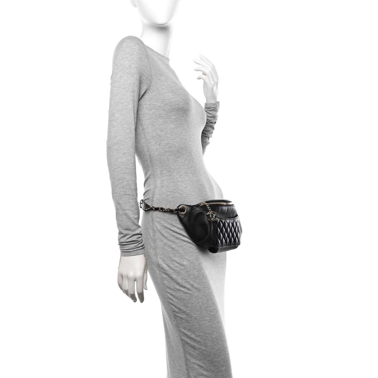 Chanel Lambskin Quilted Waist Bag Fanny Pack Black 2 of 11