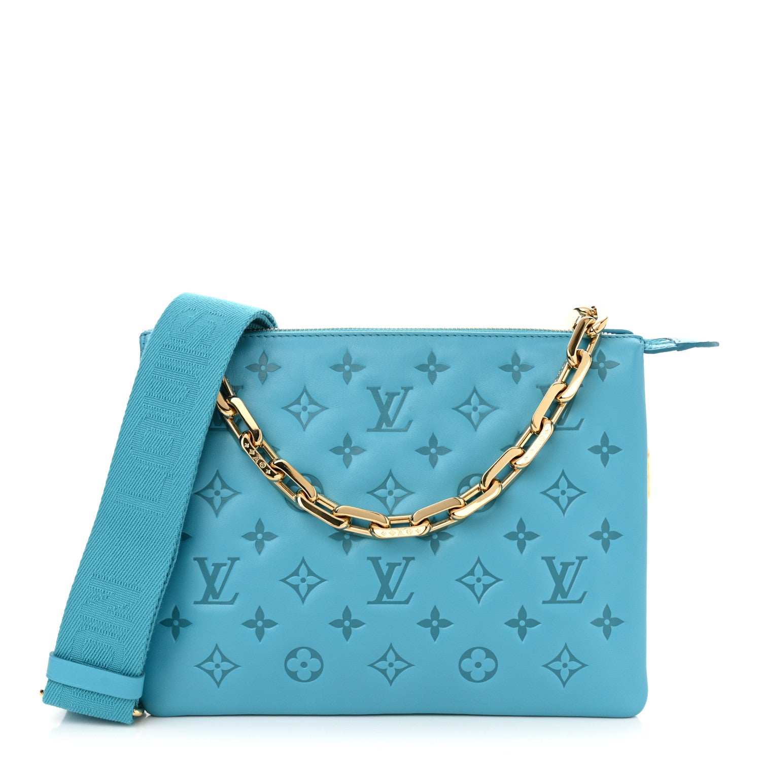 Louis Vuitton Lambskin Embossed Monogram Coussin PM Turquoise 1 of 11