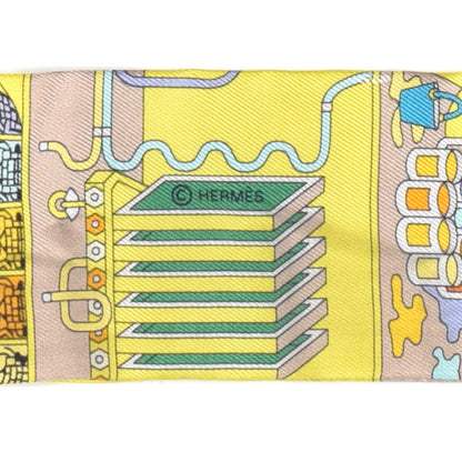Hermes Silk La Maison des Carres Twilly Jaune Vif Bleu Roy Turquoise 3 of 5