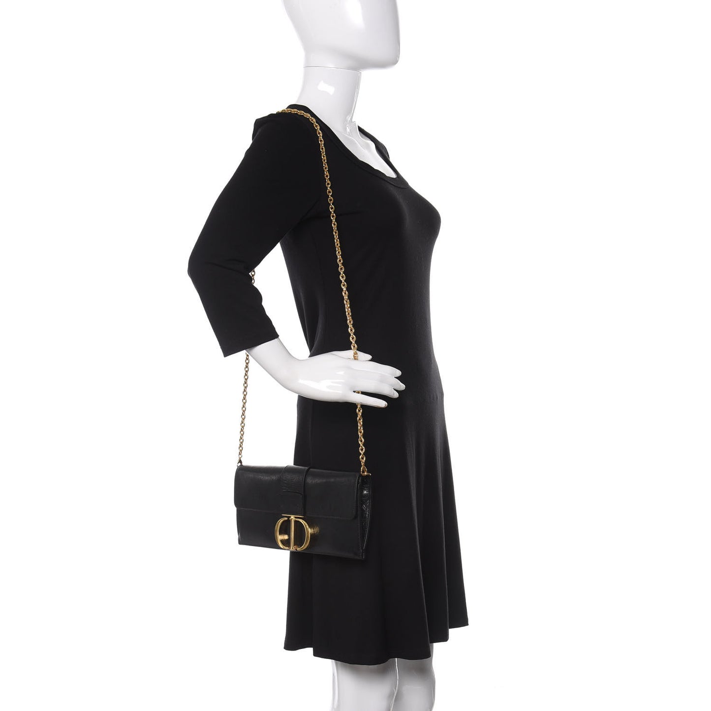 Crinkled Lambskin 30 Montaigne Clutch Black