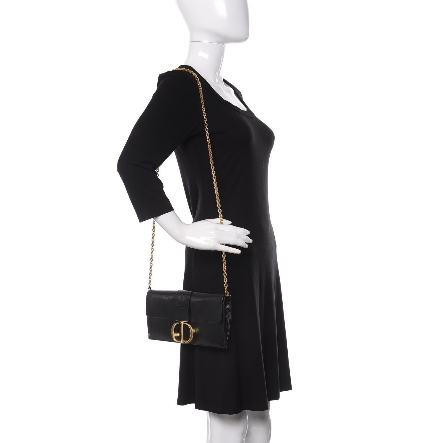 Christian Dior Crinkled Lambskin 30 Montaigne Clutch Black 2 of 15