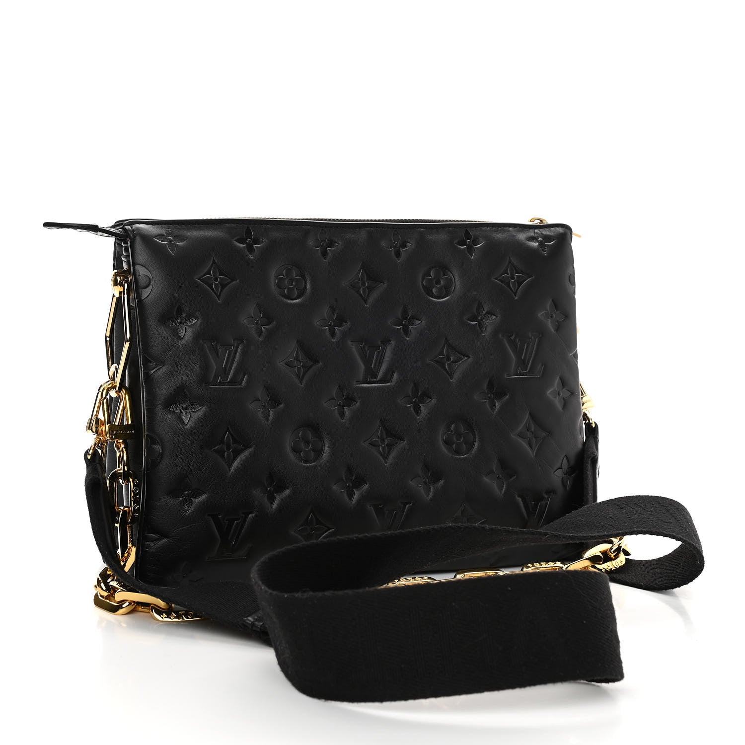 Louis Vuitton Lambskin Embossed Monogram Coussin PM Black 3 of 10
