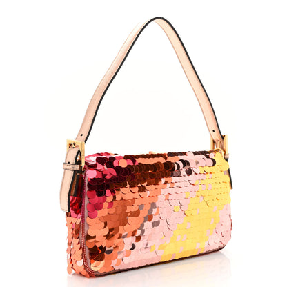 Fendi Sequin Paillettes Vitello Laminato Striped Baguette 1997 Multicolor 3 of 10