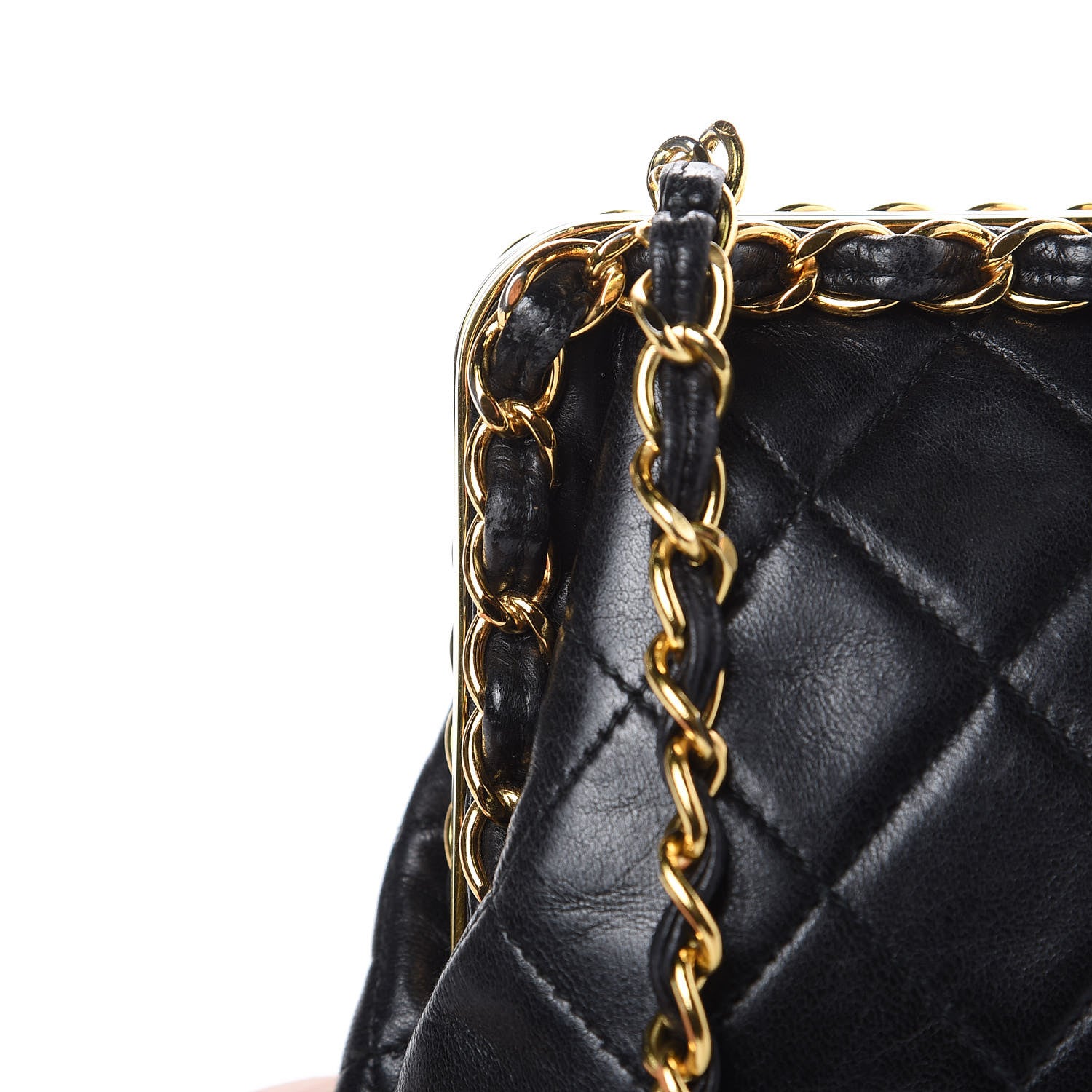 Chanel Lambskin Quilted Small Kisslock Evening Bag Black 14 of 15