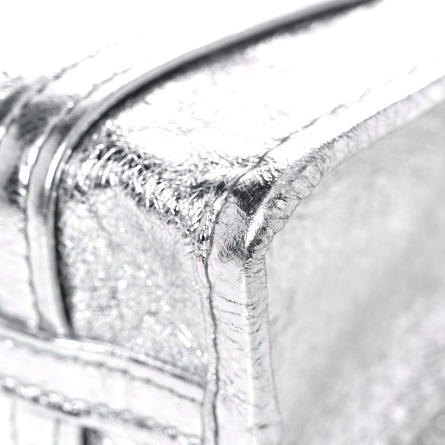Metallic Calfskin XXS Bazar Shopper Tote Silver Hardware