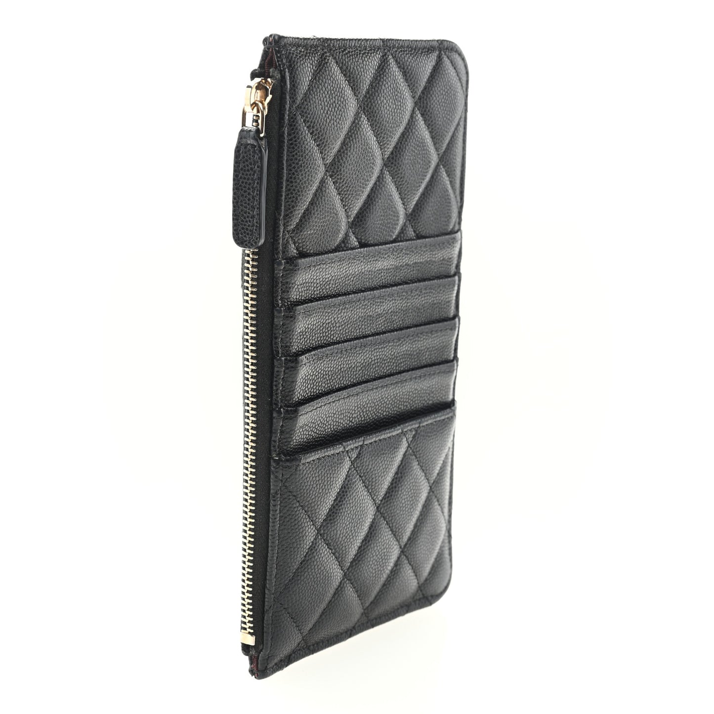 Caviar Quilted Classic Flat Wallet Pouch Black