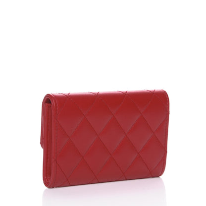 Chanel Lambskin Quilted Flap Card Holder Dark Pink 3 of 8