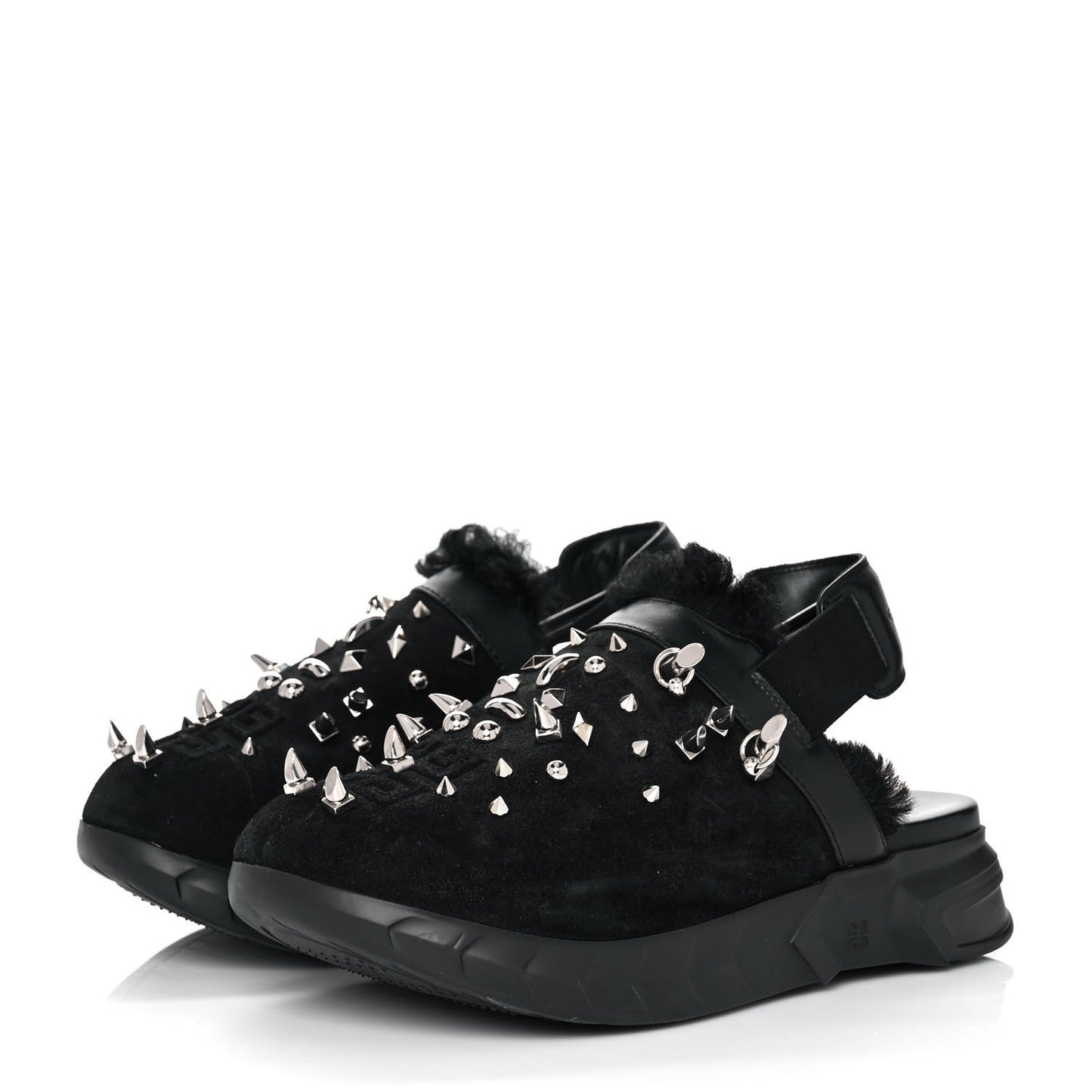 Suede Studded Elegant Marshmallow Loafers 41 Black
