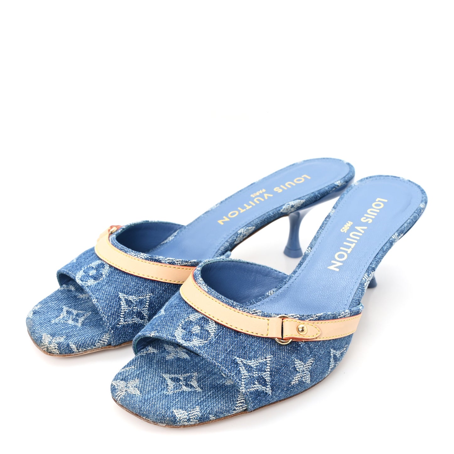 Monogram Denim 6AM Mules 37 Light Blue