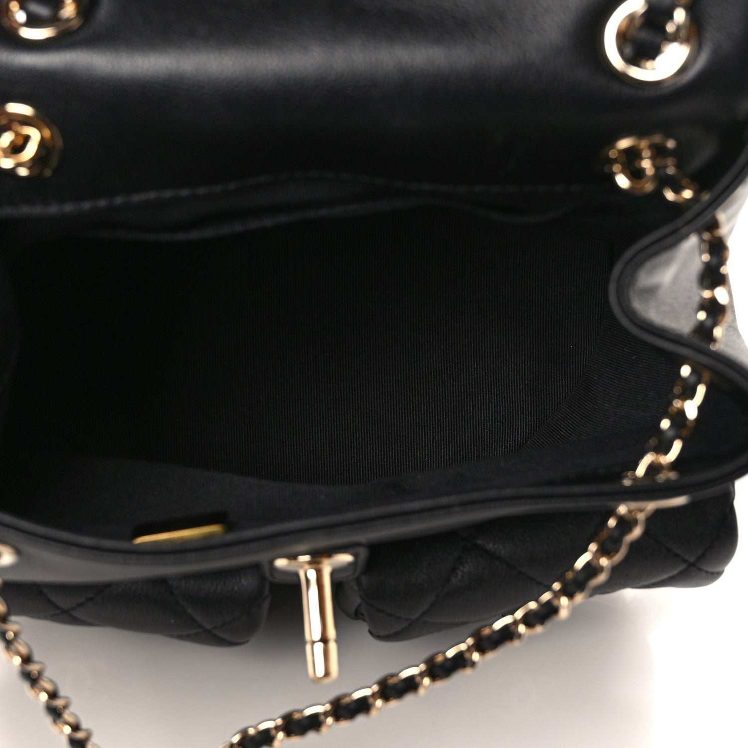 Chanel Calfskin Quilted Medium Duma Pockets Drawstring Backpack Black 5 of 12