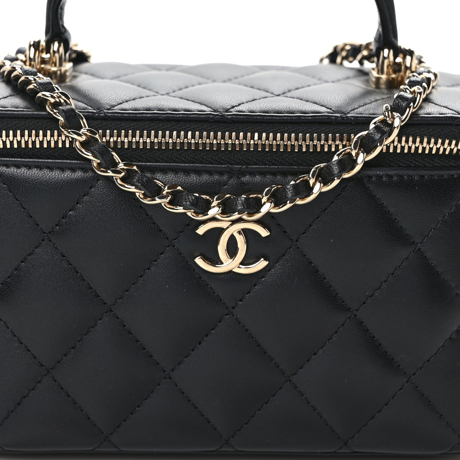 Chanel Lambskin Quilted Small Top Handle Vanity Case With Chain Black 8 of 13