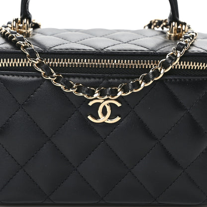 Chanel Lambskin Quilted Small Top Handle Vanity Case With Chain Black 8 of 13