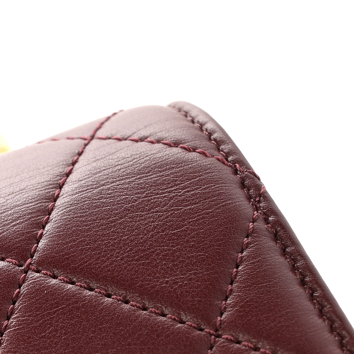 Chanel Iridescent Sheepskin Quilted Enamel Top Handle Bag Burgundy