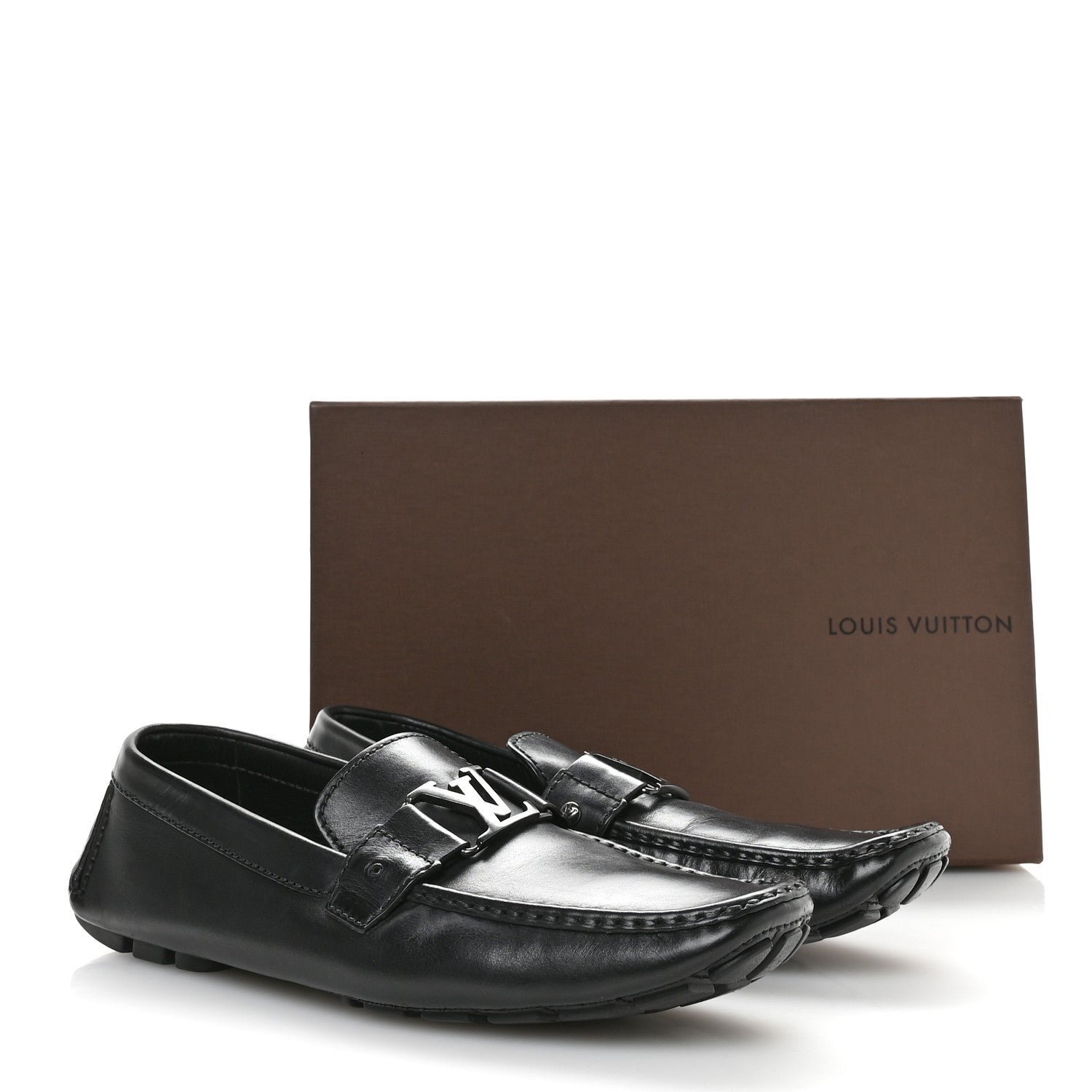 Louis Vuitton Calfskin Mens Monte Carlo Car Shoe Moccasin Loafers 10.5 Black 9 of 11