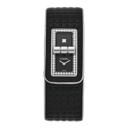 Chanel Stainless Steel Calfskin Diamond Bezel 21mm Code Coco Quartz Watch Black 1 of 4